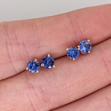 Tanzanite Martini Solitaire Stud Earrings | Round 3mm 4mm 5mm 6mm 7mm 8mm
