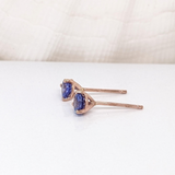Tanzanite Martini Solitaire Stud Earrings | Round 3mm 4mm 5mm 6mm 7mm 8mm