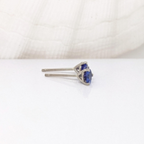 Tanzanite Martini Solitaire Stud Earrings | Round 3mm 4mm 5mm 6mm 7mm 8mm