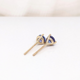 Tanzanite Martini Solitaire Stud Earrings | Round 3mm 4mm 5mm 6mm 7mm 8mm