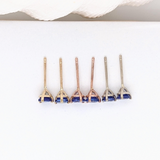 Tanzanite Martini Solitaire Stud Earrings | Round 3mm 4mm 5mm 6mm 7mm 8mm