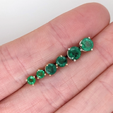 Emerald Round Martini Solitaire Stud Earrings | Round 3mm 4mm 5mm 6mm 7mm 8mm