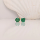 Emerald Round Martini Solitaire Stud Earrings | Round 3mm 4mm 5mm 6mm 7mm 8mm