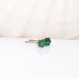 Emerald Round Martini Solitaire Stud Earrings | Round 3mm 4mm 5mm 6mm 7mm 8mm