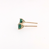 Emerald Round Martini Solitaire Stud Earrings | Round 3mm 4mm 5mm 6mm 7mm 8mm