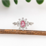 Ring Semi Mount w Earth Mined Diamonds in Solid 14K Gold | Oval 5.5x4mm