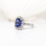 Ring Semi Mount w Earth Mined Diamonds in Solid 14K Gold | Cushion 9.5 x 7.5 mm