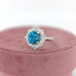 Art Deco Ring Semi mount w Earth Mined Diamonds in 14K Solid Gold | Cushion