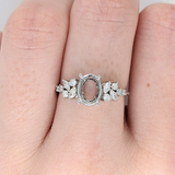 Christine 14K Solid Gold Ring Setting with Diamonds | Oval 8x6mm