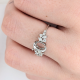 Christine 14K Solid Gold Ring Setting with Diamonds | Oval 8x6mm