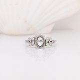 Christine 14K Solid Gold Ring Setting with Diamonds | Oval 8x6mm