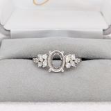 Christine 14K Solid Gold Ring Setting with Diamonds | Oval 8x6mm