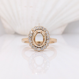 Abigail 14K Solid Gold Natural Diamonds Ring Setting | Oval Shape | Customizable