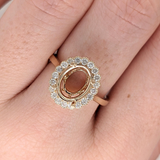 Abigail 14K Solid Gold Natural Diamonds Ring Setting | Oval Shape | Customizable