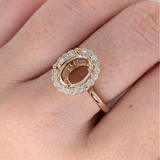 Abigail 14K Solid Gold Natural Diamonds Ring Setting | Oval Shape | Customizable