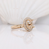 Abigail 14K Solid Gold Natural Diamonds Ring Setting | Oval Shape | Customizable
