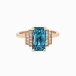 5.5ct Vibrant Blue Zircon Ring w Earth Mined Diamonds in Solid 14K Gold EM 10x6