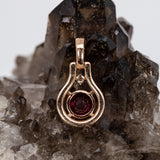 Riya 14K White Gold Rubellite Tourmaline Diamond Pendant | Round 6mm