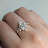 Engagement Ring | 14K Rose Gold Lab-Created Diamond Natural Diamond Ring | MQ 12x6mm