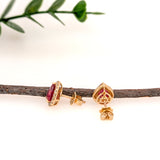 Madagascar Ruby Earrings w Diamond Halo in Solid 14K Gold | PE 8x6mm