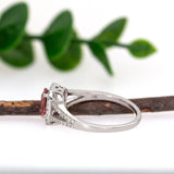 Navika 14K White Gold Pink Tourmaline Diamonds Ring | EM 6x4mm