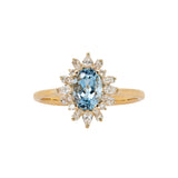 Yashi 14K Yellow Gold Aquamarine Diamond Ring | Oval Shape 7x5mm