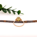 Jessica 14K Yellow Gold 2.64cts Peridot Diamond Ring |  Cushion 9x7mm