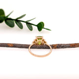 Jessica 14K Yellow Gold 2.64cts Peridot Diamond Ring |  Cushion 9x7mm