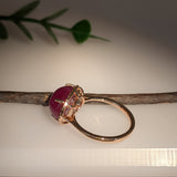 Angel 8.4cts Star Ruby Ring w Natural Diamond Accents in Solid 14K Gold | OV 12x10mm