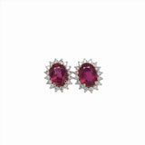Starburst Ruby Studs with Diamond Halo
