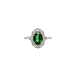 Spring Green 14K White Gold 0.94cts Rare Tsavorite Garnet Diamond Ring | Oval 7.9x5.8mm