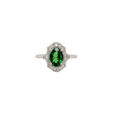 Spring Green 14K White Gold 0.94cts Rare Tsavorite Garnet Diamond Ring | Oval 7.9x5.8mm