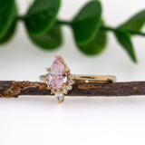 Vanya 14K Yellow Gold Pink Sapphire Diamond Ring | Pear Shape 8x5.5mm