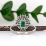 Mukta 14K White Gold 1.66cts Zambian Emerald Diamond Ring | Emerald Cut  8x6mm