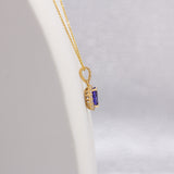 1.6cts 14k Solid Gold Tanzanite Pendant with Natural Diamonds Accents | Oval 9x7mm