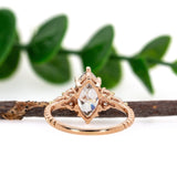 Engagement Ring | 14K Rose Gold Lab-Created Diamond Natural Diamond Ring | MQ 12x6mm