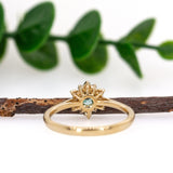 Rachel 14K Yellow Paraiba Color Tourmaline Diamond Ring | Round 4mm