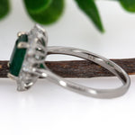 Mukta 14K White Gold 1.66cts Zambian Emerald Diamond Ring | Emerald Cut  8x6mm