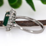 Mukta 14K White Gold 1.66cts Zambian Emerald Diamond Ring | Emerald Cut  8x6mm