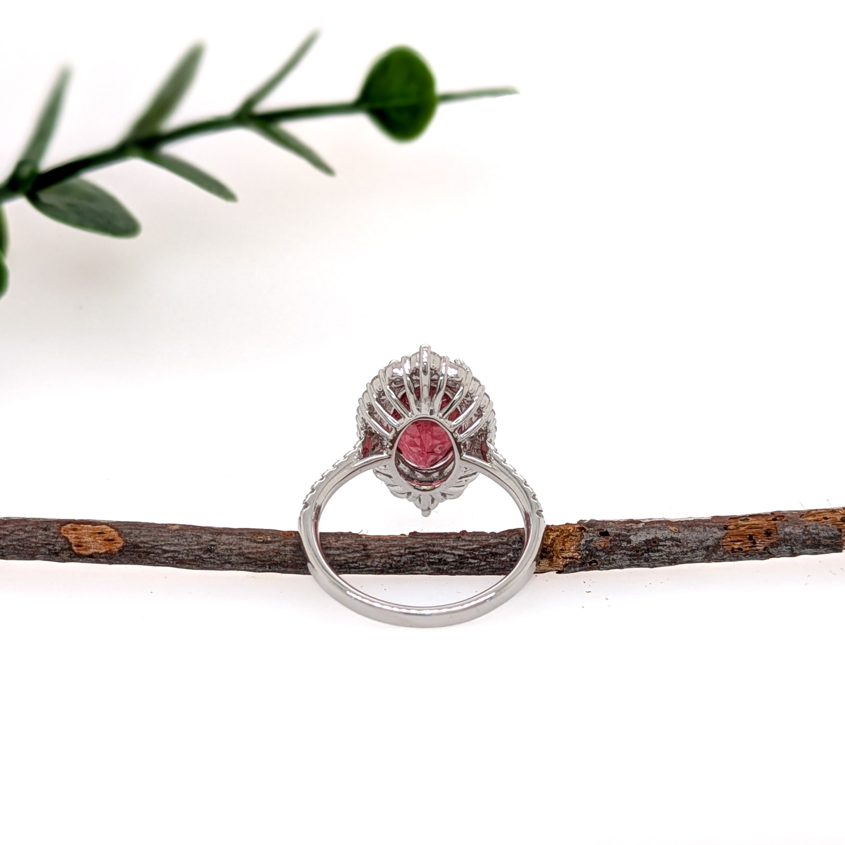 laya 14k white gold 4.52cts rubellite diamond ring | oval 13.3x8.6mm