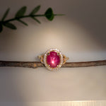 astra 14k yellow gold 4.95cts star ruby diamond wedding ring | oval 11x8mm