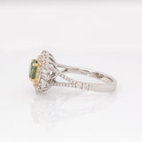 Sirin Solid 14k Dual Gold Demantoid Ring with Natural Diamonds Double Halo | Round 6mm
