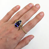 Previously Loved 18K Yellow Gold 9.7cts Tanzanite Diamond Ring | Pear Shape 20x11mm