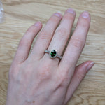 Lincy 14K Dual White Yellow Gold 0.96cts Rare Tsavorite Garnet Diamond Ring | Oval 7.2x5.4mm