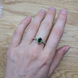 Lincy 14K Dual White Yellow Gold 0.96cts Rare Tsavorite Garnet Diamond Ring | Oval 7.2x5.4mm