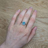 elysia 14k white gold 1.08cts boulder opal diamond ring | fancy shape 9x7mm