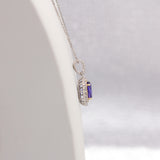 Soleil 14k Dual Gold Tanzanite Pendant with Natural Diamonds Halo | Oval 9x7mm