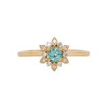Rachel 14K Yellow Paraiba Color Tourmaline Diamond Ring | Round 4mm