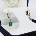 dina 14k yellow gold 0.07cts emerald diamond hoop earrings | emerald cut 7x5mm