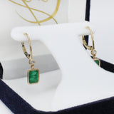 dina 14k yellow gold 0.07cts emerald diamond hoop earrings | emerald cut 7x5mm